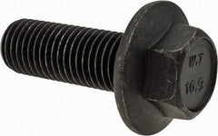 Value Collection - M16x2.00 Metric Coarse, 45mm Length Under Head, Hex Drive Flange Bolt - 45mm Thread Length, Grade 10.9 Alloy Steel, Smooth Flange, Phosphate & Oil Finish - All Tool & Supply