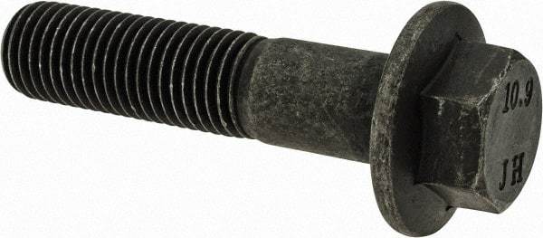 Value Collection - M16x2.00 Metric Coarse, 70mm Length Under Head, Hex Drive Flange Bolt - 50mm Thread Length, Grade 10.9 Alloy Steel, Smooth Flange, Phosphate & Oil Finish - All Tool & Supply