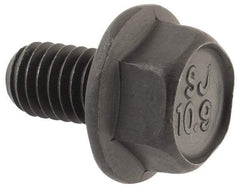 Value Collection - M6x1.00 Metric Coarse, 10mm Length Under Head, Hex Drive Flange Bolt - 10mm Thread Length, Grade 10.9 Alloy Steel, Smooth Flange, Phosphate & Oil Finish - All Tool & Supply