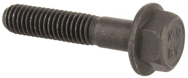 Value Collection - M6x1.00 Metric Coarse, 30mm Length Under Head, Hex Drive Flange Bolt - 20mm Thread Length, Grade 10.9 Alloy Steel, Smooth Flange, Phosphate & Oil Finish - All Tool & Supply