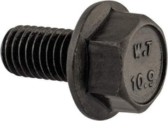 Value Collection - M8x1.25 Metric Coarse, 16mm Length Under Head, Hex Drive Flange Bolt - 16mm Thread Length, Grade 10.9 Alloy Steel, Smooth Flange, Phosphate & Oil Finish - All Tool & Supply