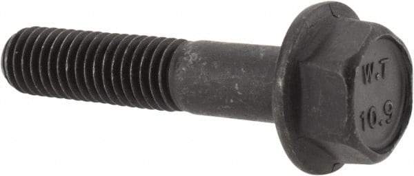 Value Collection - M8x1.25 Metric Coarse, 40mm Length Under Head, Hex Drive Flange Bolt - 30mm Thread Length, Grade 10.9 Alloy Steel, Smooth Flange, Phosphate & Oil Finish - All Tool & Supply