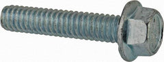 Value Collection - 1/4-20 UNC, 1-1/4" Length Under Head, Hex Drive Flange Bolt - 1-1/4" Thread Length, Grade 8 Steel, Serrated Flange, Zinc-Plated Finish - All Tool & Supply