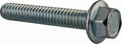 Value Collection - 1/4-20 UNC, 1-1/2" Length Under Head, Hex Drive Flange Bolt - 1-1/2" Thread Length, Grade 8 Steel, Serrated Flange, Zinc-Plated Finish - All Tool & Supply