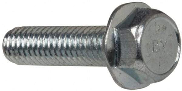 Value Collection - 5/16-18 UNC, 1-1/4" Length Under Head, Hex Drive Flange Bolt - 1-1/4" Thread Length, Grade 8 Steel, Serrated Flange, Zinc-Plated Finish - All Tool & Supply