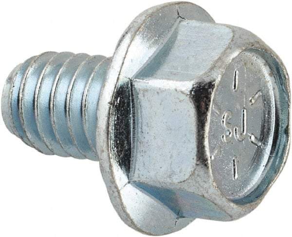 Value Collection - 5/16-18 UNC, 1/2" Length Under Head, Hex Drive Flange Bolt - 1/2" Thread Length, Grade 8 Steel, Serrated Flange, Zinc-Plated Finish - All Tool & Supply