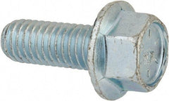 Value Collection - 3/8-16 UNC, 1" Length Under Head, Hex Drive Flange Bolt - 1" Thread Length, Grade 8 Steel, Serrated Flange, Zinc-Plated Finish - All Tool & Supply