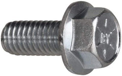 Value Collection - 3/8-16 UNC, 7/8" Length Under Head, Hex Drive Flange Bolt - 7/8" Thread Length, Grade 8 Steel, Serrated Flange, Zinc-Plated Finish - All Tool & Supply