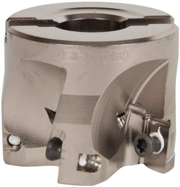 Seco - 5 Inserts, 2" Cut Diam, 3/4" Arbor Diam, 0.669" Max Depth of Cut, Indexable Square-Shoulder Face Mill - 0/90° Lead Angle, 1.575" High, XO.X 1806.. Insert Compatibility, Through Coolant, Series Power Turbo - All Tool & Supply