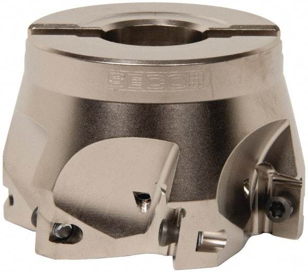 Seco - 6 Inserts, 3" Cut Diam, 1" Arbor Diam, 0.669" Max Depth of Cut, Indexable Square-Shoulder Face Mill - 0/90° Lead Angle, 1.969" High, XO.X 1806.. Insert Compatibility, Through Coolant, Series Power Turbo - All Tool & Supply