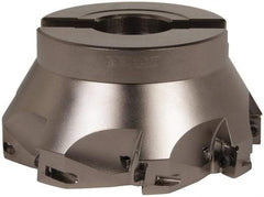 Seco - 8 Inserts, 5" Cut Diam, 1" Arbor Diam, 0.669" Max Depth of Cut, Indexable Square-Shoulder Face Mill - 0/90° Lead Angle, 2.48" High, XO.X 1806.. Insert Compatibility, Through Coolant, Series Power Turbo - All Tool & Supply