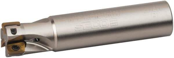 Seco - 1/2" Cut Diam, 0.197" Max Depth of Cut, 1/2" Shank Diam, 2.362" OAL, Indexable Square Shoulder End Mill - XO.X 0602 Inserts, Cylindrical Shank, 90° Lead Angle, Through Coolant, Series Nano Turbo - All Tool & Supply