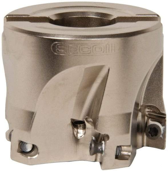 Seco - 5 Inserts, 2" Cut Diam, 3/4" Arbor Diam, 0.433" Max Depth of Cut, Indexable Square-Shoulder Face Mill - 0/90° Lead Angle, 1.57" High, XO.X 1204.. Insert Compatibility, Through Coolant, Series Super Turbo - All Tool & Supply