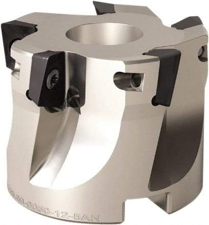 Seco - 5 Inserts, 50mm Cut Diam, 22mm Arbor Diam, 9mm Max Depth of Cut, Indexable Square-Shoulder Face Mill - 90° Lead Angle, 40mm High, XOMX 10T3 Insert Compatibility, Through Coolant, Series Turbo 10 - All Tool & Supply