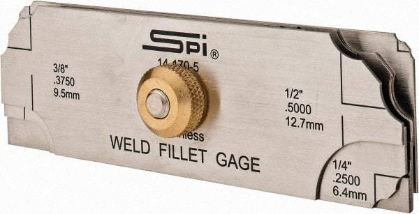 SPI - 1/8 to 1 Inch 420 Stainless Steel Fillet Gage - Use for Fillet and Throat Welds, Checks Weld Sizes, for Concave or Convex Welds - Exact Industrial Supply