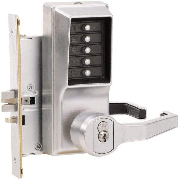 Kaba Access - Combination Entry Lever Lockset with Key Override - 2-3/4" Back Set, No Cylinder, Zamak3, Satin Chrome Finish - All Tool & Supply