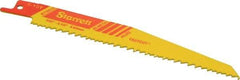 Starrett - 6" Long x 3/4" Thick, Bi-Metal Reciprocating Saw Blade - Tapered Profile, 6 to 10 TPI, Toothed Edge, Universal Shank - All Tool & Supply