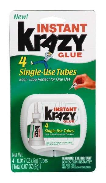 Krazy Glue - 0.17 oz Tube Clear Instant Adhesive - 1 min Working Time, Bonds to Ceramic, Leather, Metal, Plastic, Porcelain, Rubber, Vinyl & Wood - All Tool & Supply