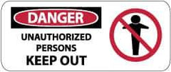 NMC - "Danger - Unauthorized Persons - Keep Out", 7" Long x 17" Wide, Pressure-Sensitive Vinyl Safety Sign - Rectangle, 0.004" Thick, Use for Accident Prevention - All Tool & Supply