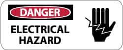 NMC - "Danger - Electrical Hazard", 7" Long x 17" Wide, Pressure-Sensitive Vinyl Safety Sign - Rectangle, 0.004" Thick, Use for Accident Prevention - All Tool & Supply