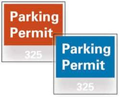 NMC - Parking Permit (001-100), 3 Inch Wide x 3 Inch High, Vinyl Traffic Sign - Blue, Square - All Tool & Supply