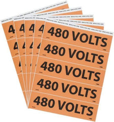 NMC - Electrical Markers Label - Legend: 480 Volts, English, Black & Orange, 9" Long x 2-1/4" High, Sign Muscle Finish - All Tool & Supply