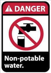 NMC - "Danger - Non-Potable Water", 14" Long x 10" Wide, Aluminum Safety Sign - Rectangle, 0.04" Thick, Use for Restroom, Janitorial & Housekeeping - All Tool & Supply