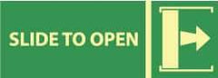 NMC - Slide to Open, Plastic Exit Sign - 14" Wide x 5" High, Glow-in-the-Dark - All Tool & Supply