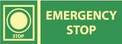 NMC - "Emergency Stop", 5" Long x 14" Wide, Rigid Plastic Safety Sign - Rectangle, 0.05" Thick, Use for Accident Prevention - All Tool & Supply