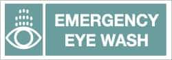 NMC - "Emergency Eye Wash", 5" Long x 14" Wide, Rigid Plastic Safety Sign - Rectangle, 0.05" Thick, Use for First Aid - All Tool & Supply