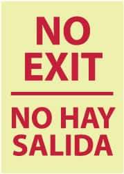 NMC - No Exit, Pressure Sensitive Vinyl Exit Sign - 14" Wide x 20" High, English/Spanish, Glow-in-the-Dark - All Tool & Supply