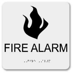 NMC - Fire Alarm, Plastic Fire Sign - 8" Wide x 8" High, English/Braille, Glow-in-the-Dark - All Tool & Supply