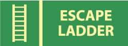 NMC - Escape Ladder, Pressure Sensitive Vinyl Fire Sign - 14" Wide x 5" High, Glow-in-the-Dark - All Tool & Supply