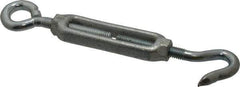 Made in USA - 144 (Eye) & 174 (Hook) Lb Load Limit, 3/8" Thread Diam, 2-7/8" Take Up, Malleable Iron Hook & Eye Turnbuckle - 3-7/8" Body Length, 1/4" Neck Length, 7-1/2" Closed Length - All Tool & Supply