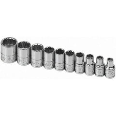 SK - 1/4" Drive Standard Socket Set - 3/16 to 9/16", Inch Measurement Standard - All Tool & Supply