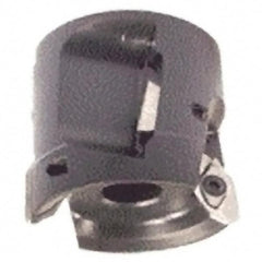 Iscar - 4 Inserts, 2" Cut Diam, 3/4" Arbor Diam, 1.18" Max Depth of Cut, Indexable Square-Shoulder Face Mill - 0/90° Lead Angle, 2.16" High, HM90 APCR 1605 Insert Compatibility, Through Coolant, Series Helialu - All Tool & Supply