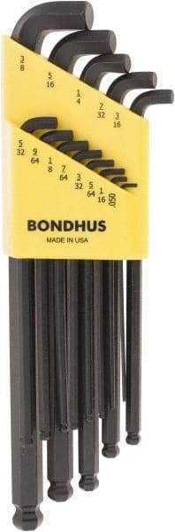 Bondhus - 13 Piece L-Key Short Arm Ball End Hex Key Set - Hex Range 0.05 to 3/8" - All Tool & Supply