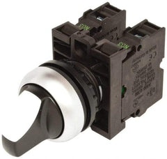 Eaton Cutler-Hammer - 22-1/2mm Mount Hole, 3 Position, Knob Operated, Selector Switch with Contact Blocks - Maintained (MA), Nonilluminated, 1 Contact Block, 2NO - All Tool & Supply