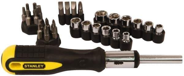 Stanley - 29 Piece Hex, Phillips, Slotted & Torx Screwdriver Set - Bit Sizes: Hex Inch 1/8 & 5/32, Philips #1 to #3, Nut Driver 1/4, 5/16, 11/32, 3/8, 7/16 & 1/2, Torx T10, T15, T20, T25 & T27, Tip Thickness: 1/4 & 9/32 - All Tool & Supply