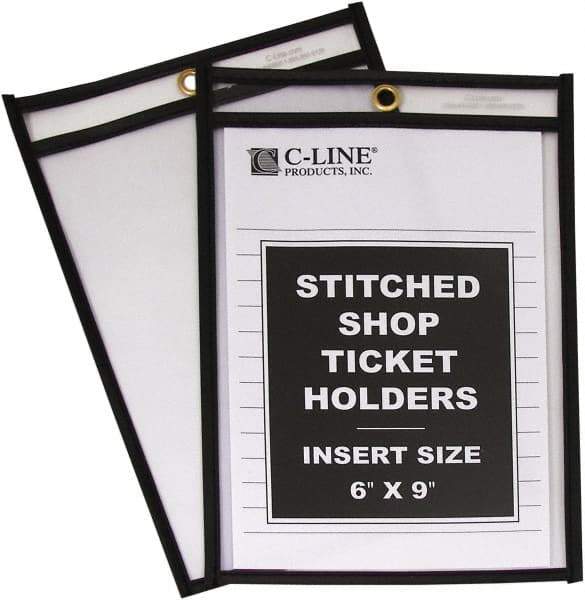 C-LINE - 25 Piece Clear Stitched Shop Ticket Holder - 9" High x 6" Wide - All Tool & Supply