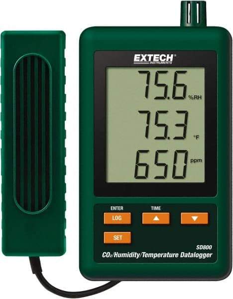 Extech - 32 to 122°F, 10 to 90% Humidity Range, Temp, CO2 Recorder - All Tool & Supply