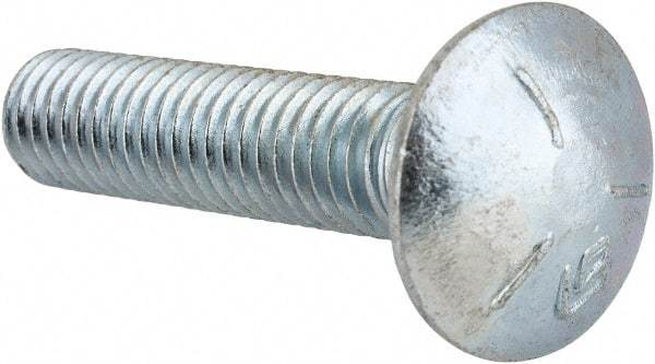 Value Collection - 3/8-16 UNC 1-3/4" Length Under Head, Standard Square Neck, Carriage Bolt - Grade 5 Steel, Zinc-Plated Finish - All Tool & Supply