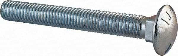 Value Collection - 1/2-13 UNC 4" Length Under Head, Standard Square Neck, Carriage Bolt - Grade 5 Steel, Zinc-Plated Finish - All Tool & Supply