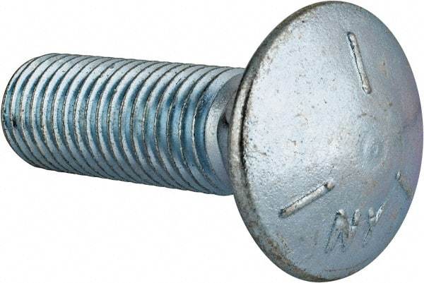 Value Collection - 3/4-10 UNC 2-1/2" Length Under Head, Standard Square Neck, Carriage Bolt - Grade 5 Steel, Zinc-Plated Finish - All Tool & Supply