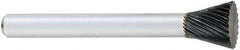 OSG - 3/8" Cut Diam, 1/4" Shank Diam, Inverted Cone Head Fluted Cut Burr - Carbide, Flat End, 3/8" LOC, 2" OAL - All Tool & Supply