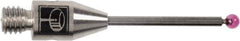 Renishaw - 0.02 Inch Ball Diameter, Carbide Stem, M2 Thread, Ruby Point Ball Tip CMM Stylus - 0.28 Inch Working Length, 0.012 Inch Stem Diameter, 0.79 Inch Overall Length - All Tool & Supply