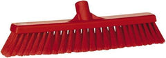 Vikan - 16" Fine Particle Synthetic Push Broom - 2" Bristle Length, Plastic Block, European Threaded Handle Connection - All Tool & Supply