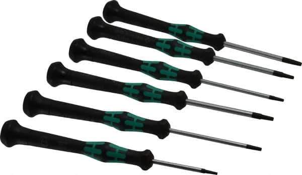 Wera - 6 Piece T6 to T15 Micro Handle Torx Driver Set - T6, T7, T8, T9, T10, T15 - All Tool & Supply