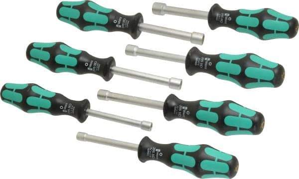 Wera - 7 Piece 3/16 to 1/2" Nutdriver Set - Hollow Shaft, Ergonomic Handle - All Tool & Supply