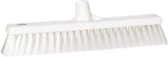 Vikan - 16" Fine Particle Synthetic Push Broom - 2" Bristle Length, Plastic Block, European Threaded Handle Connection - All Tool & Supply